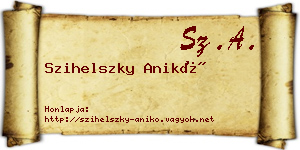 Szihelszky Anikó névjegykártya